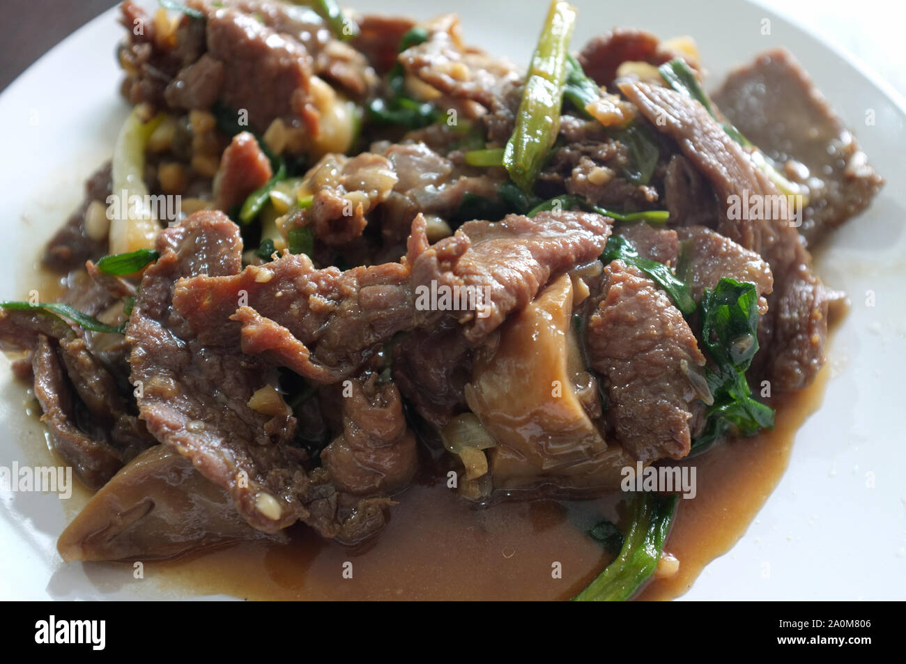 Fried beef with oyster sauce , Thai cuisine Stock Photo Alamy