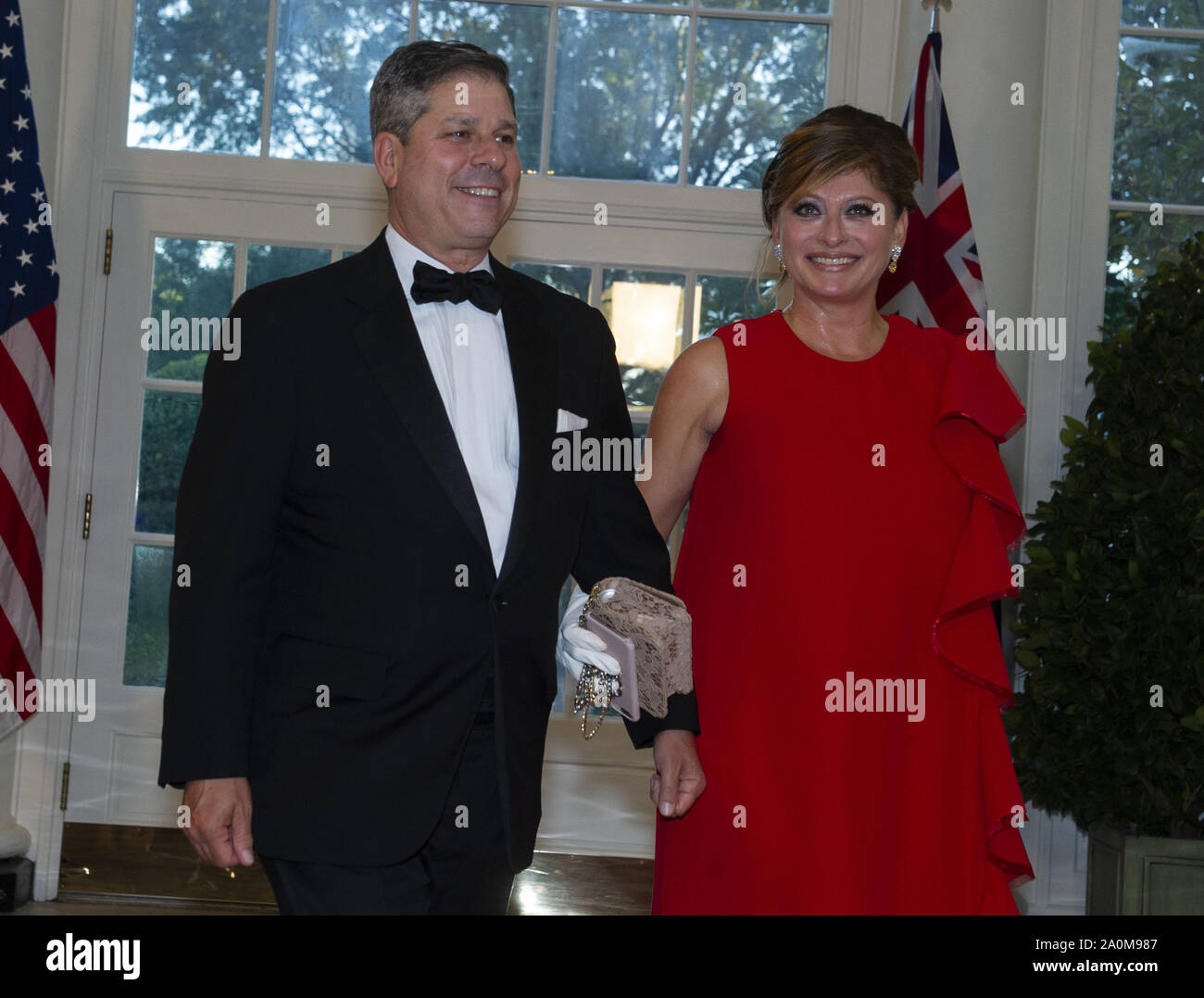 Washington, United States. 20th Sep, 2019. Maria Bartiromo and Jonathan Steinberg arrive for the State Dinne hosted by United States President Donald J. Trump and First lady Melania Trump in honor of Prime Minister Scott Morrison of Australia and his wife, Jenny Morrison, at the White House in Washington, DC on Friday, September 20, 2019. Photo by Ron Sachs/UPI Credit: UPI/Alamy Live News Stock Photo