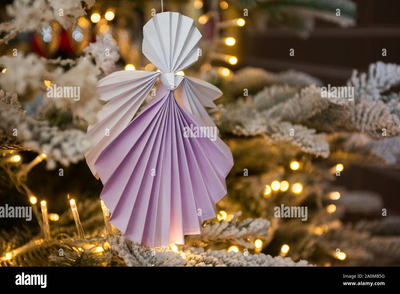 New Year Handmade Angel Papercraft Origami Figures On Christmas