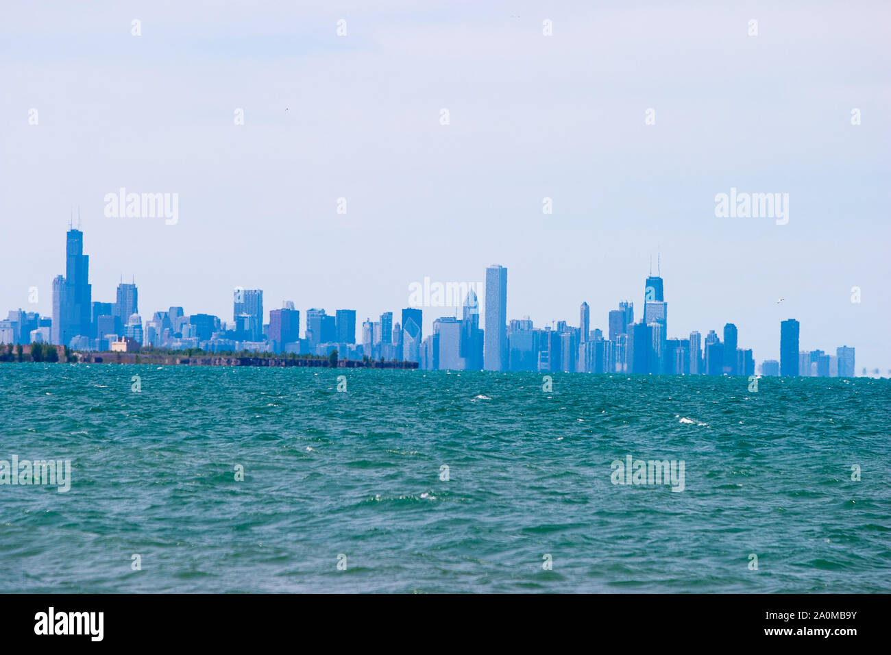 Chicago Skyline Across Lake Michigan from Indiana Shore Stock Photo - Alamy