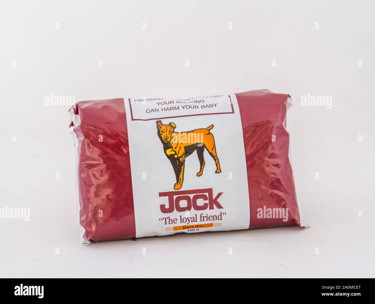 Alberton, South Africa A bag of Jock pipe tobacco isolated on a white background image with