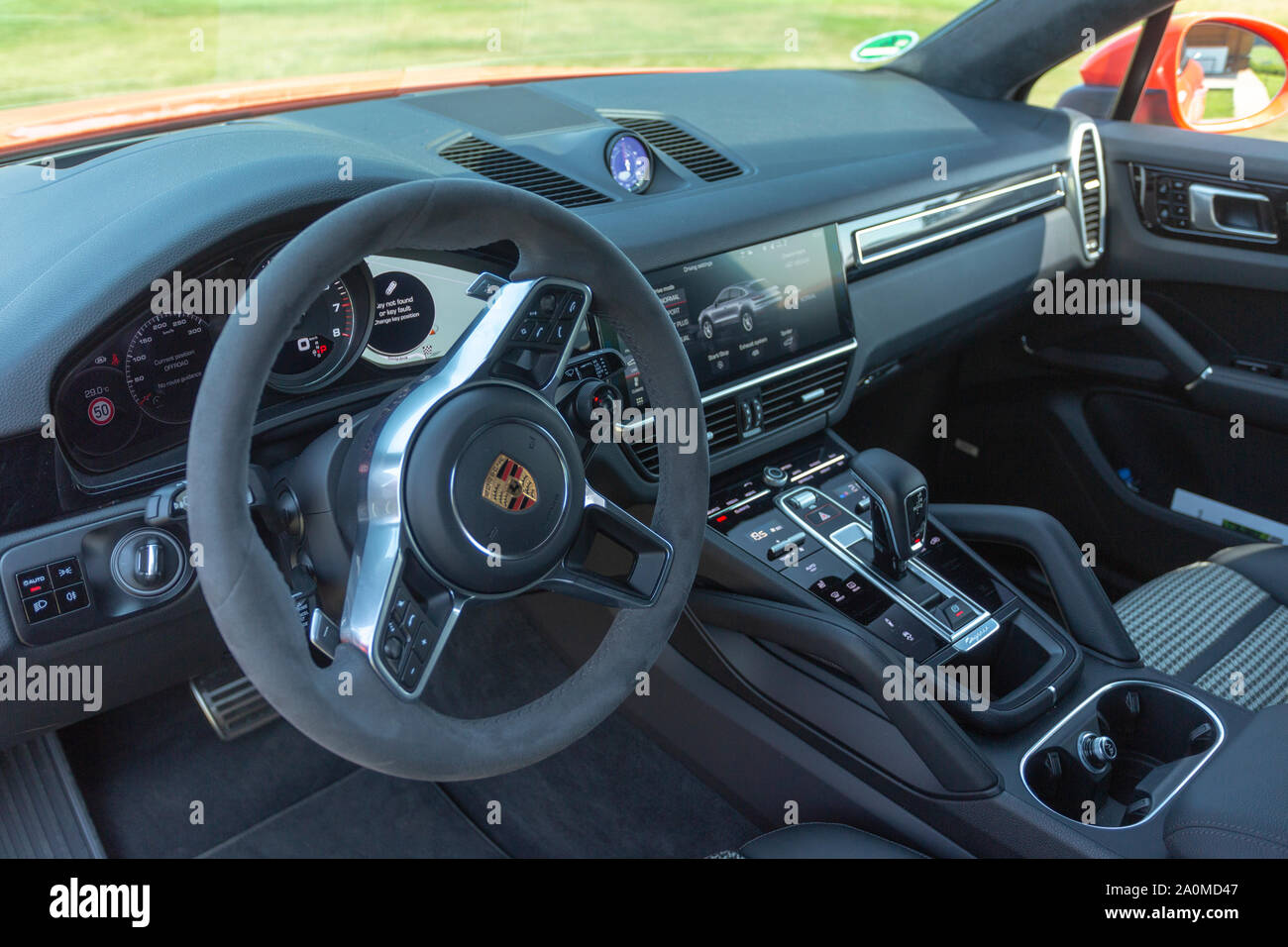 Slovenia Ljubljana 31 August 19 Sport Suv Interior Porsche Cayenne Coupe Turbo S From Stuttgart During Test Drive Stock Photo Alamy