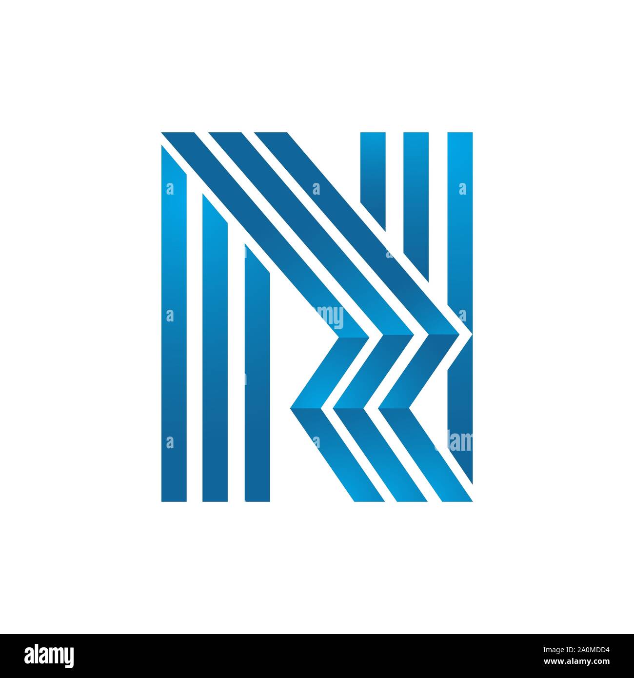square line art initial letter N logo design vector graphic concept Stock Vector