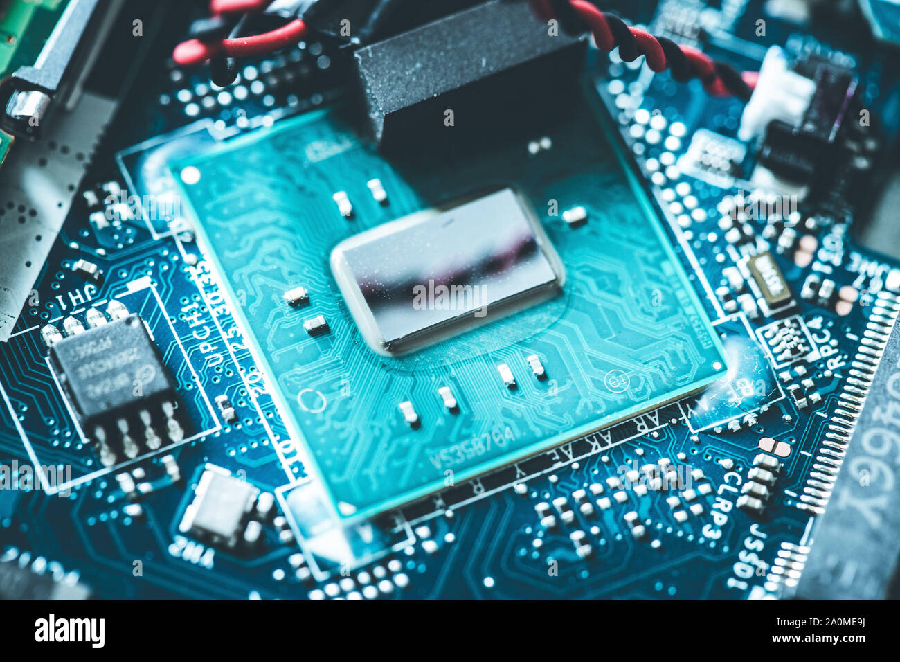 Chp Computer Computer chip on a circuit board, close up; Computer technology Stock ...