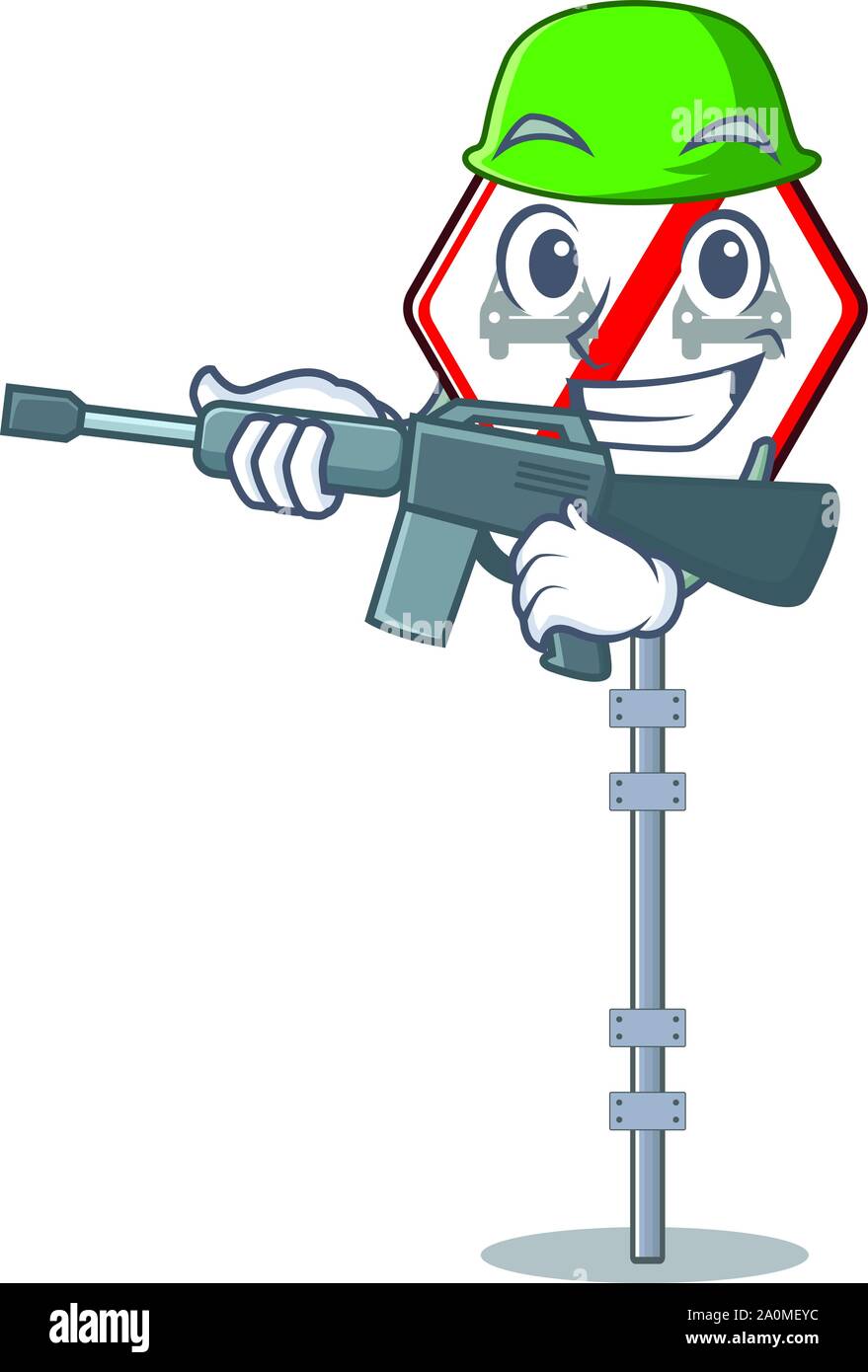 Army no overtaking isolated with the character Stock Vector