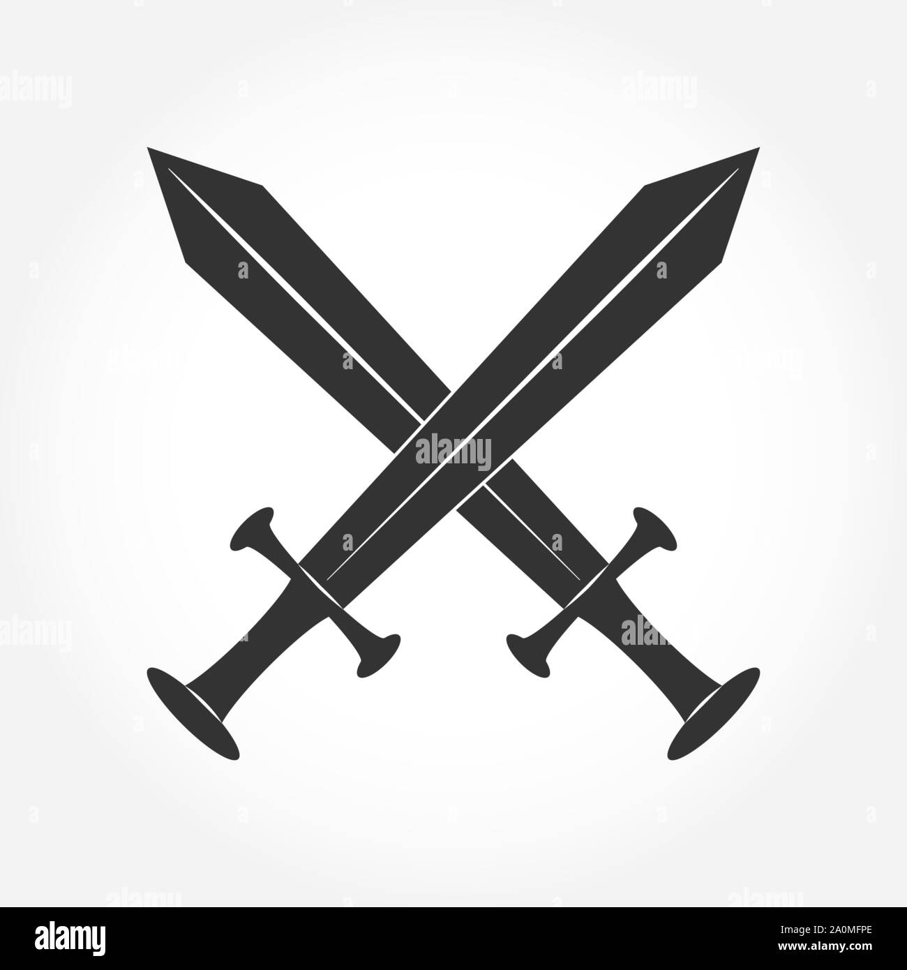Two crossed ancient swords. Flat simple design. Stock Vector
