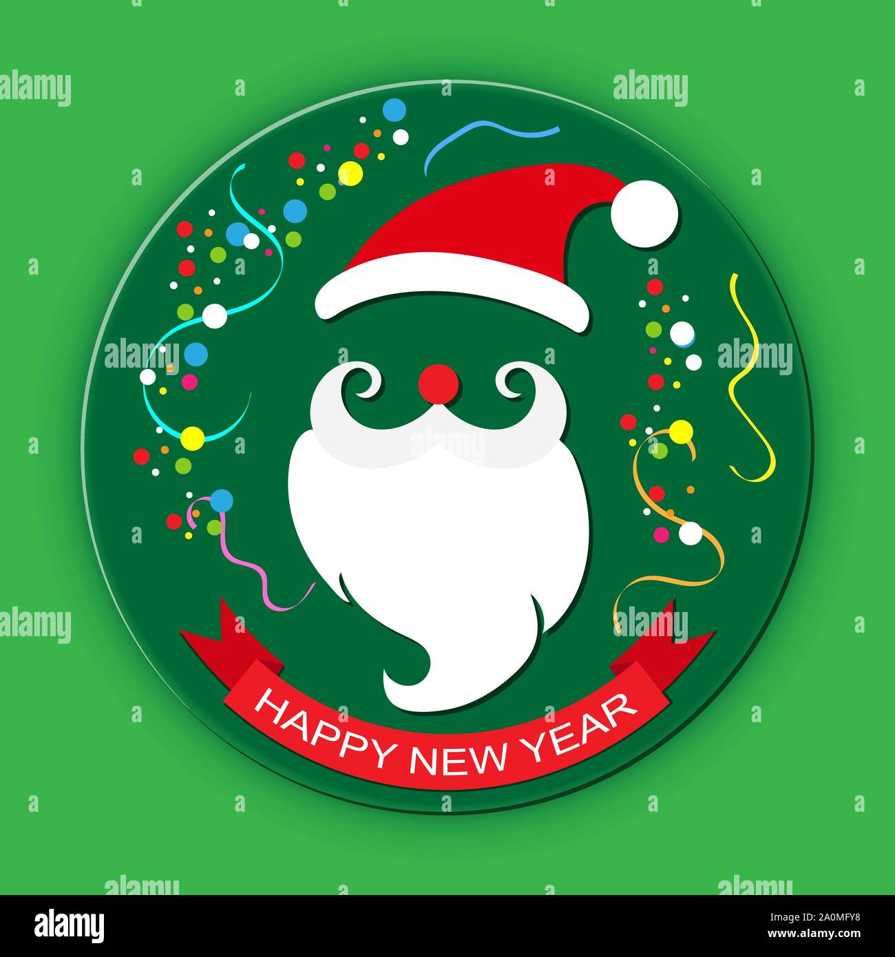 Colored silhouette of Santa Claus, red ribbon with the inscription ...