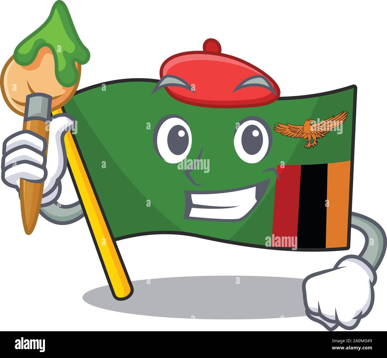 Artist flag zambia mascot isolated with character Stock Vector