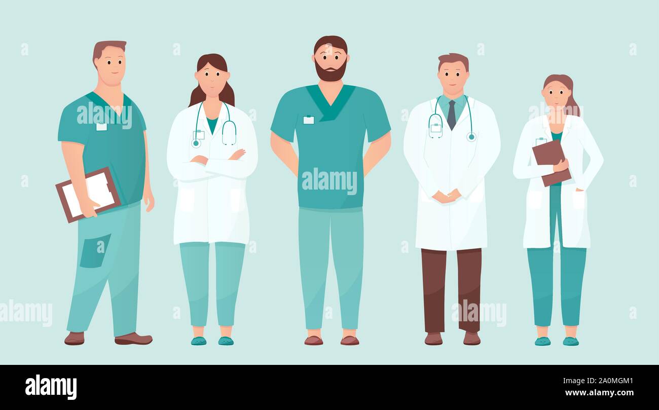 Five doctors standing tall. Medical care concept Stock Vector Image