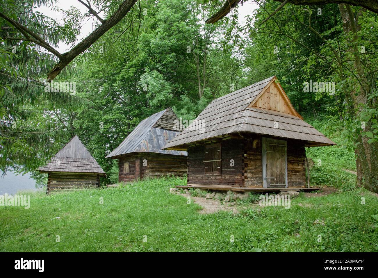 Traditional Slovak village in the mountains Stock Photo