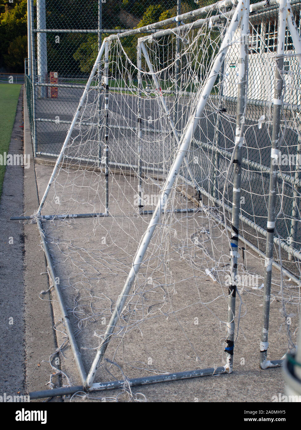 Soccer Goal Posts On The Sideline Stock Photo