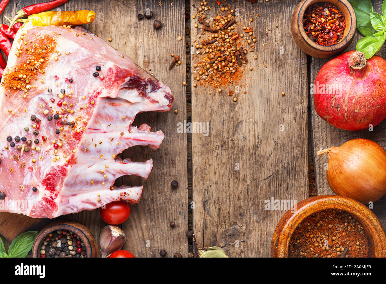 Rustic wooden spice rack hi-res stock photography and images - Alamy