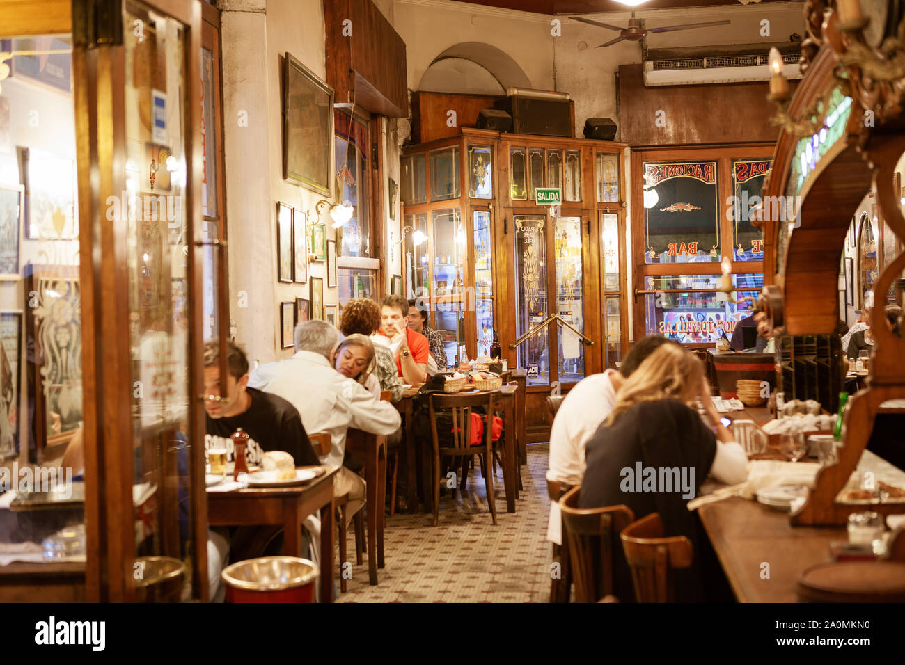 Buenos Aires, Argentina - November 27 2013: El Federal is a traditional bar in San Telmo, the oldest neighborhood in Buenos Aires city. It's age and a Stock Photo