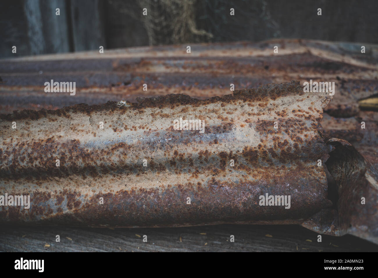 The tin roof background with the rust and nails hole by vintage style