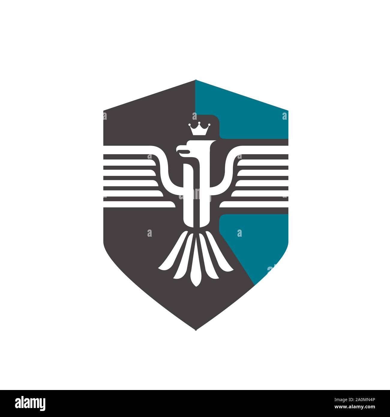 medieval heraldic crest shield emblem powerful bird coat of arms logo Stock Vector