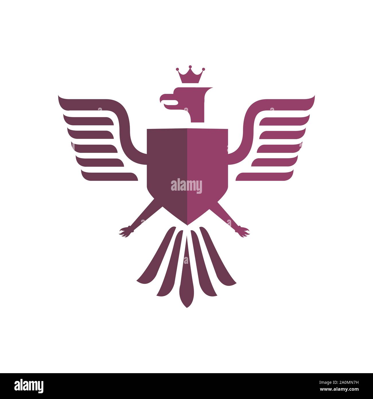 medieval heraldic crest shield emblem powerful bird coat of arms logo Stock Vector