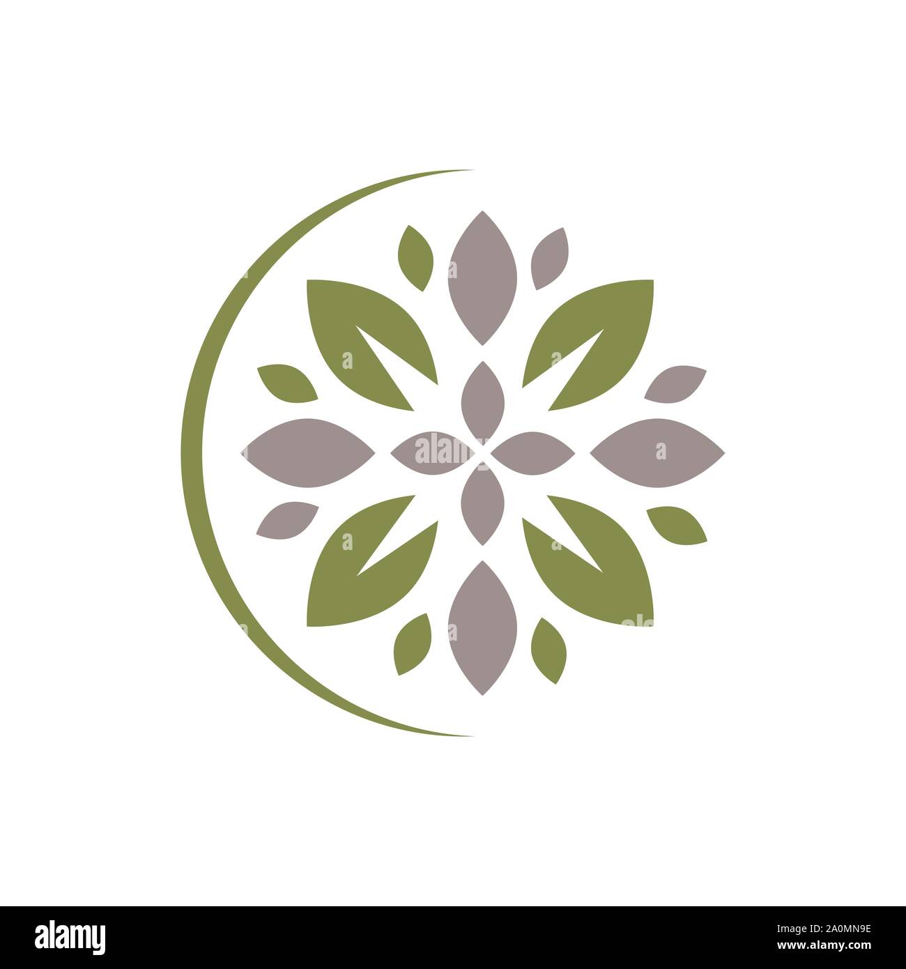 Round emblem flower in a circle n linear style a Vector abstract flower logo design of natural products like Cosmetics, Florist, Spa, Beauty salon, De Stock Vector