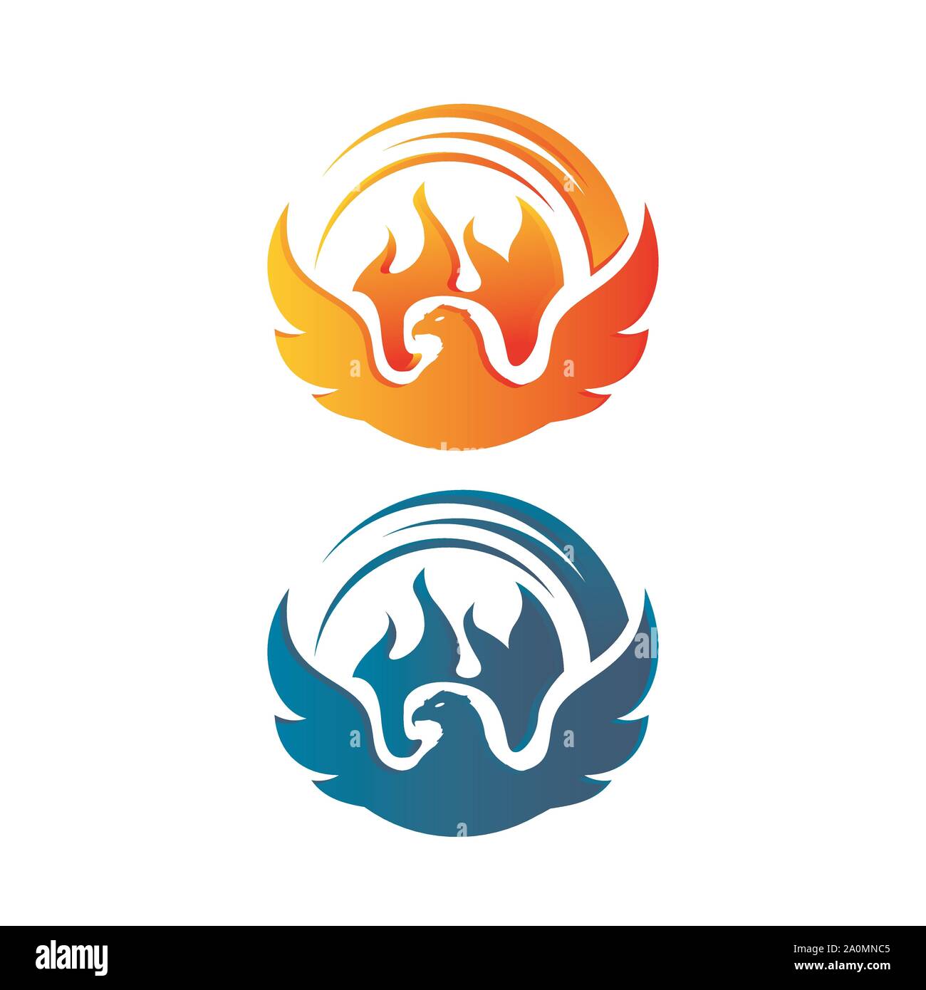flying rise wings fire phoenix bird Logo design vector illustrations Stock Vector