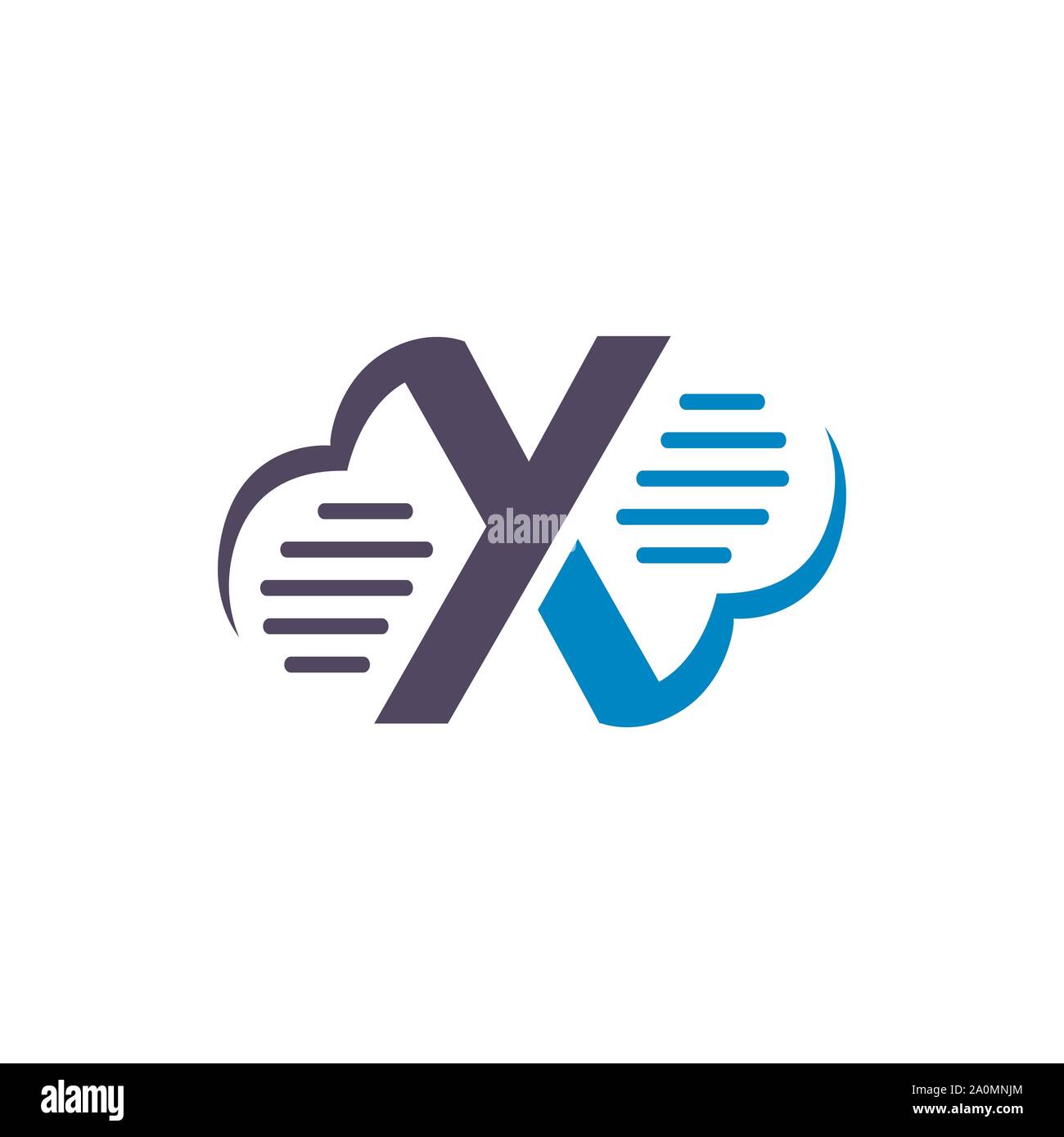 cloud X Letter logo design vector concept illustration Stock Vector