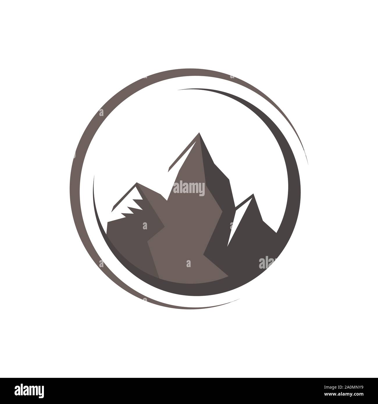 circle curve with Simple Mountain logo design vector illustration Stock Vector