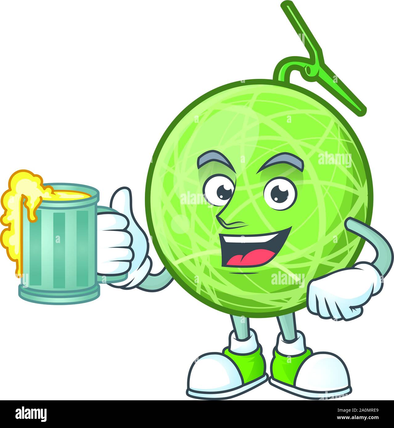 With juice sweet melon fruit character mascot shape Stock Vector Image