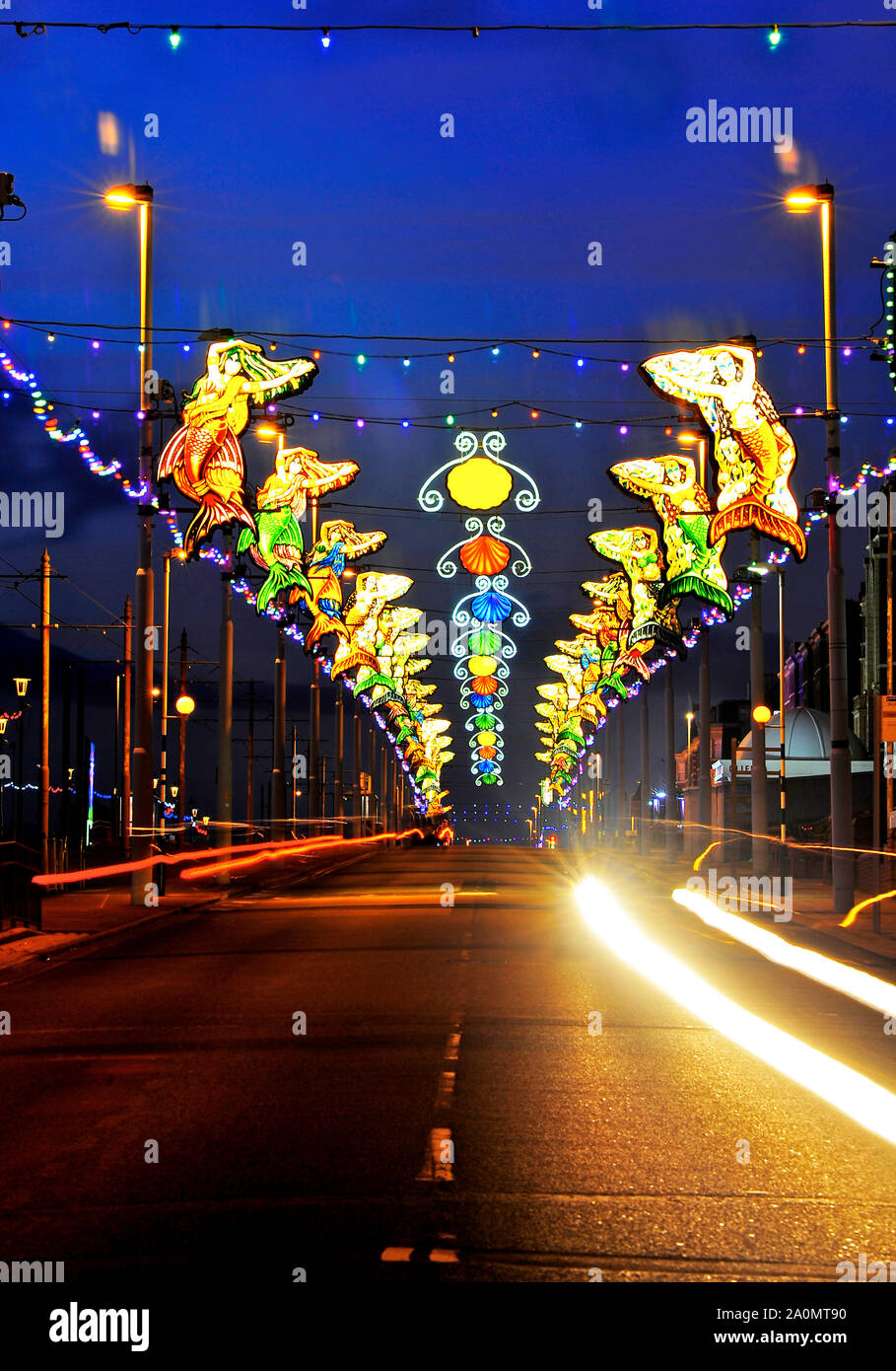 Traffic Trails In North Shore During The Annual Blackpool