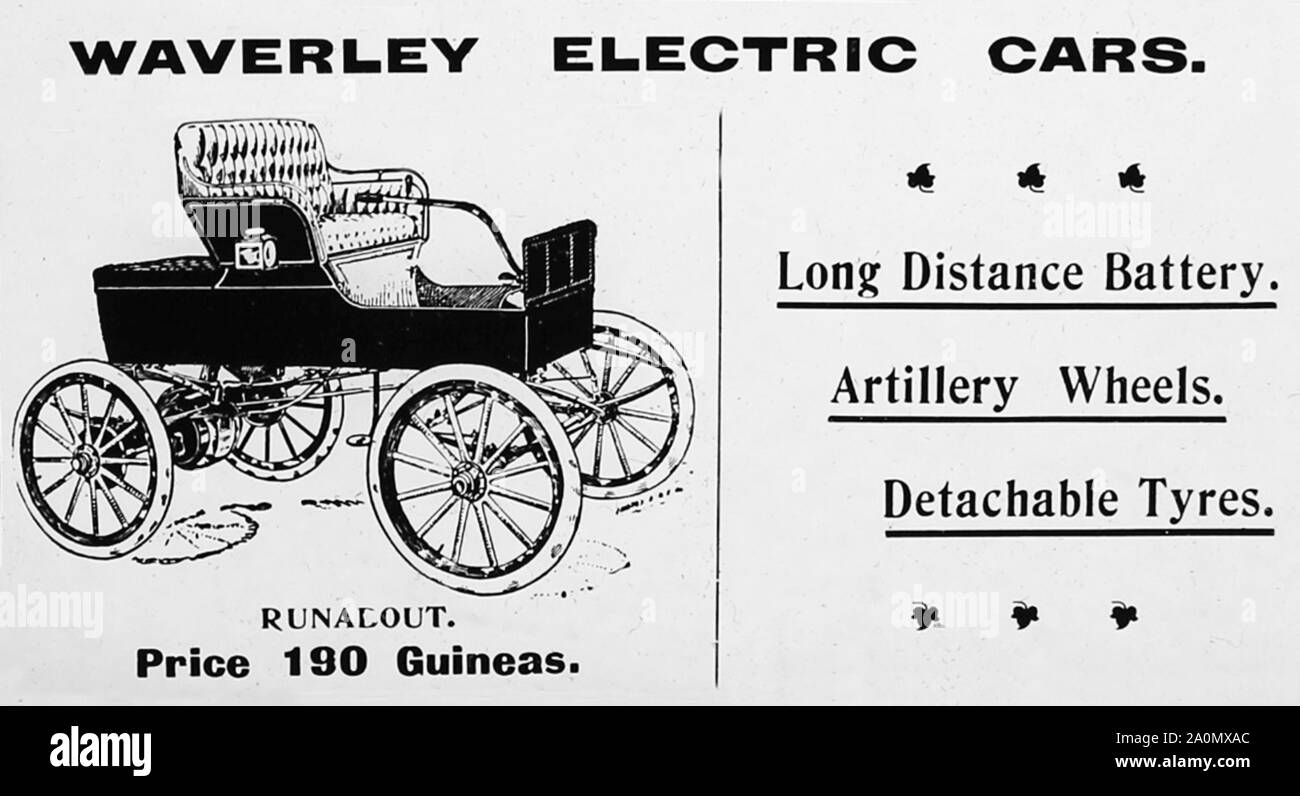 Waverley electric veteran car advertisement, early 1900s Stock Photo