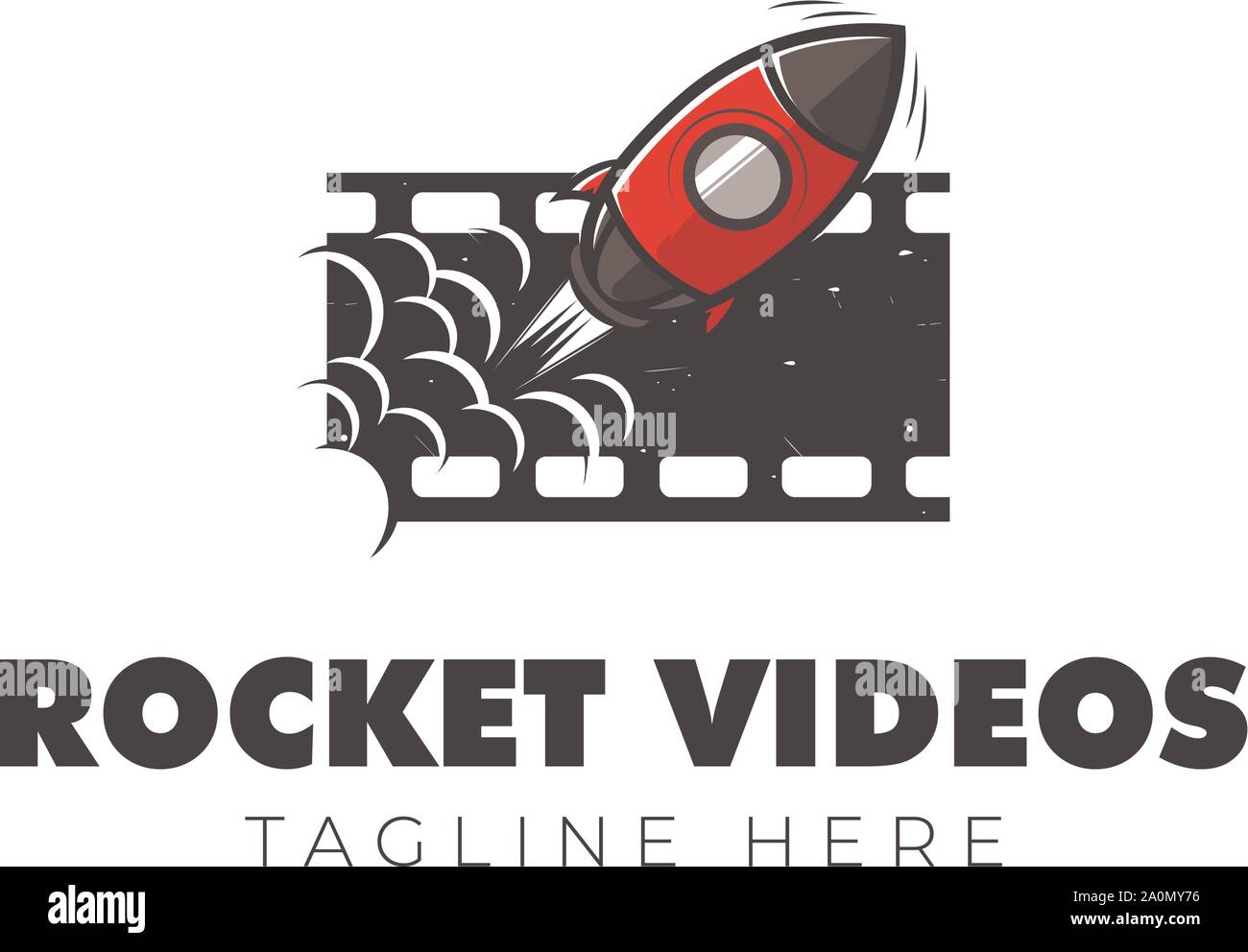 Rocket Film Studio Logo Design Stock Vector