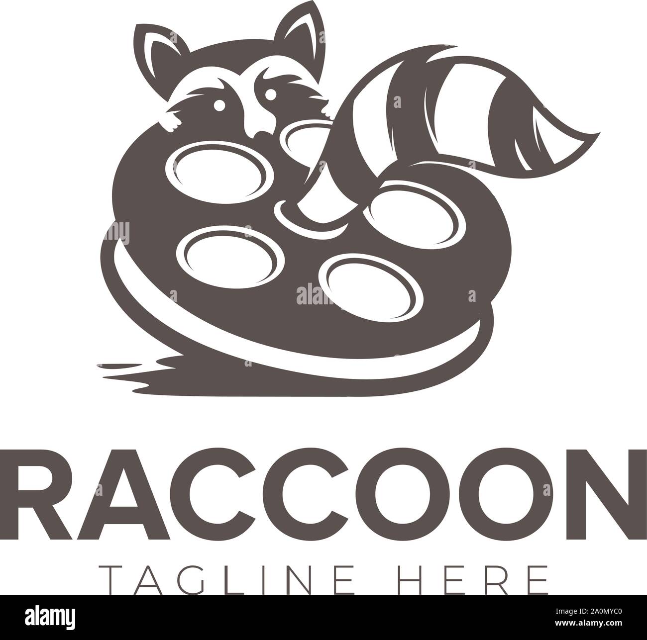 Raccoon Film Industry Logo Stock Vector