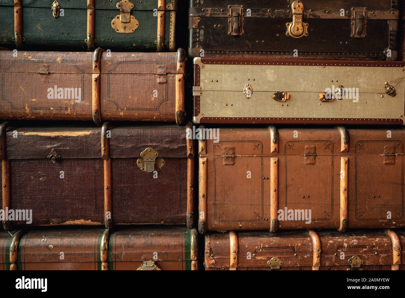 Retro luggages bag background Stock Photo