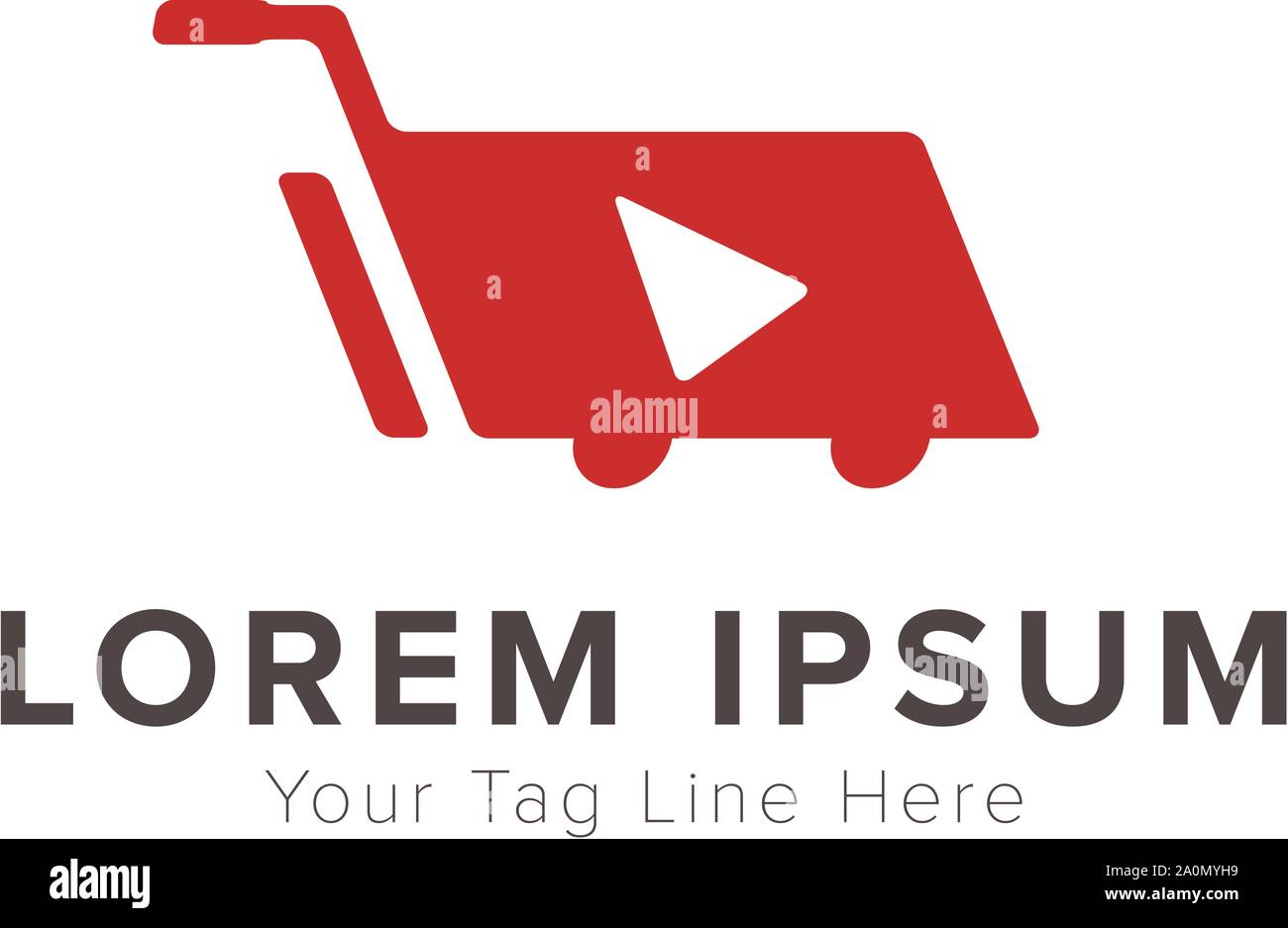 cart shop studio modern logo designs with play button Stock Vector