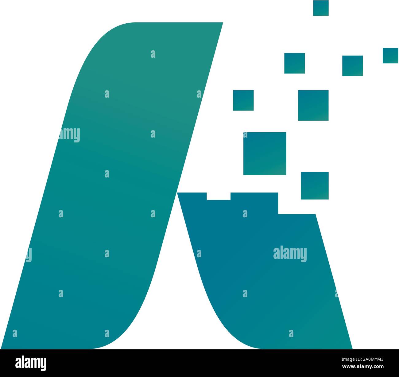 Abstract initial A digital circle logo designs Stock Vector