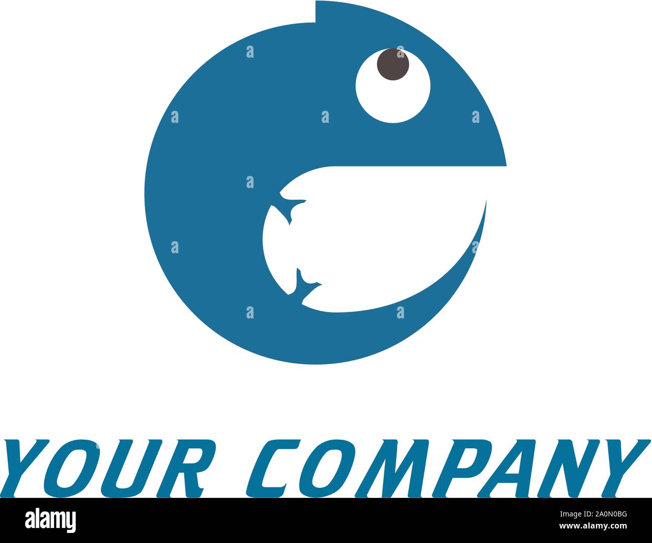 simple chameleon and circle modern blue logo Stock Vector