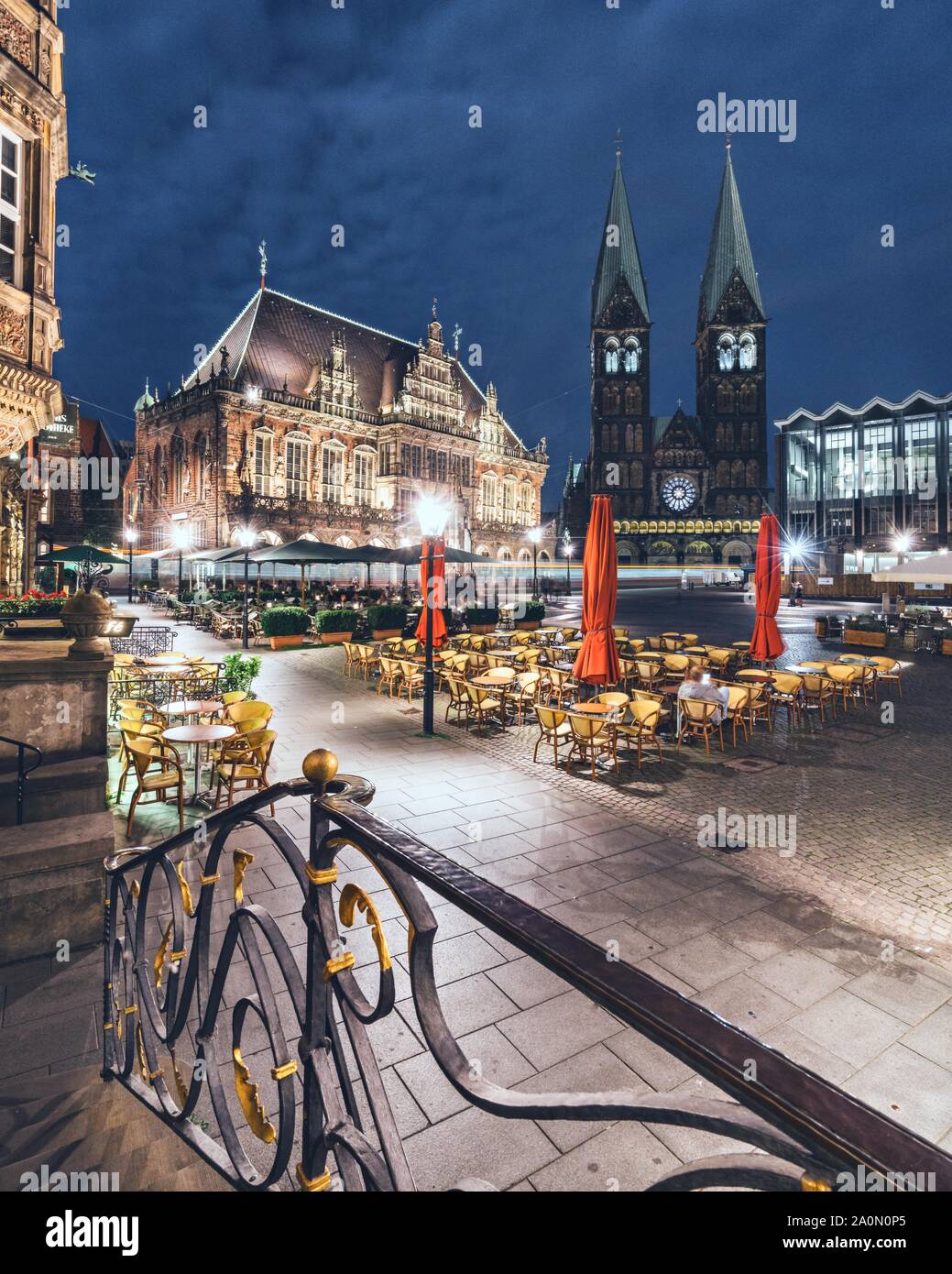 Bremen bei Nacht Stock Photo