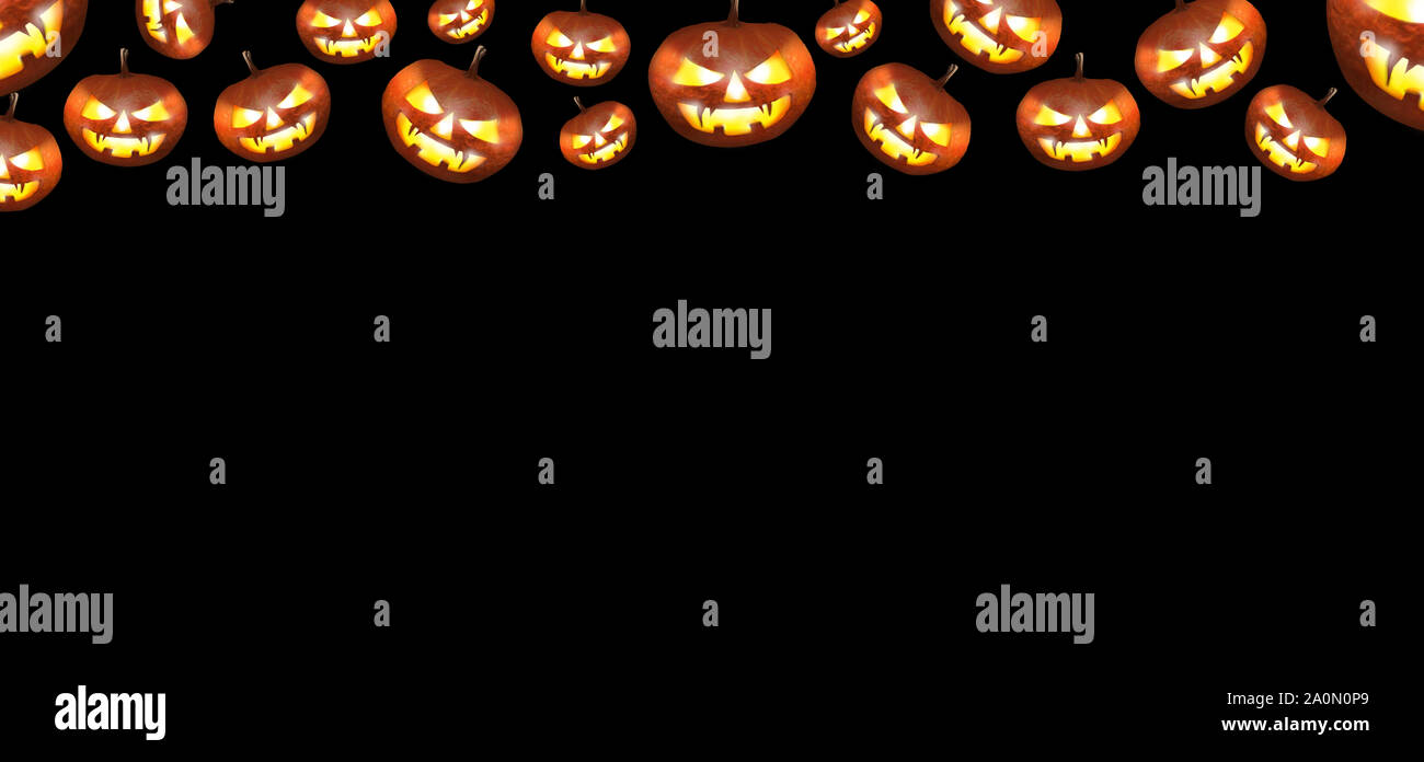 Frame for Halloween text with a lot of Jack O Lanterns pumpkins with ...