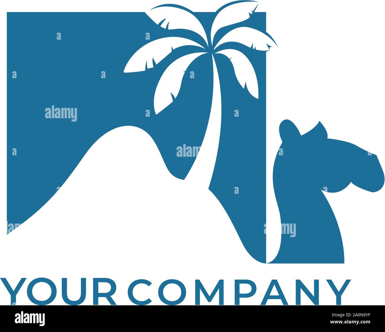 Camel desert and palm logo design with lettering Stock Vector Image ...
