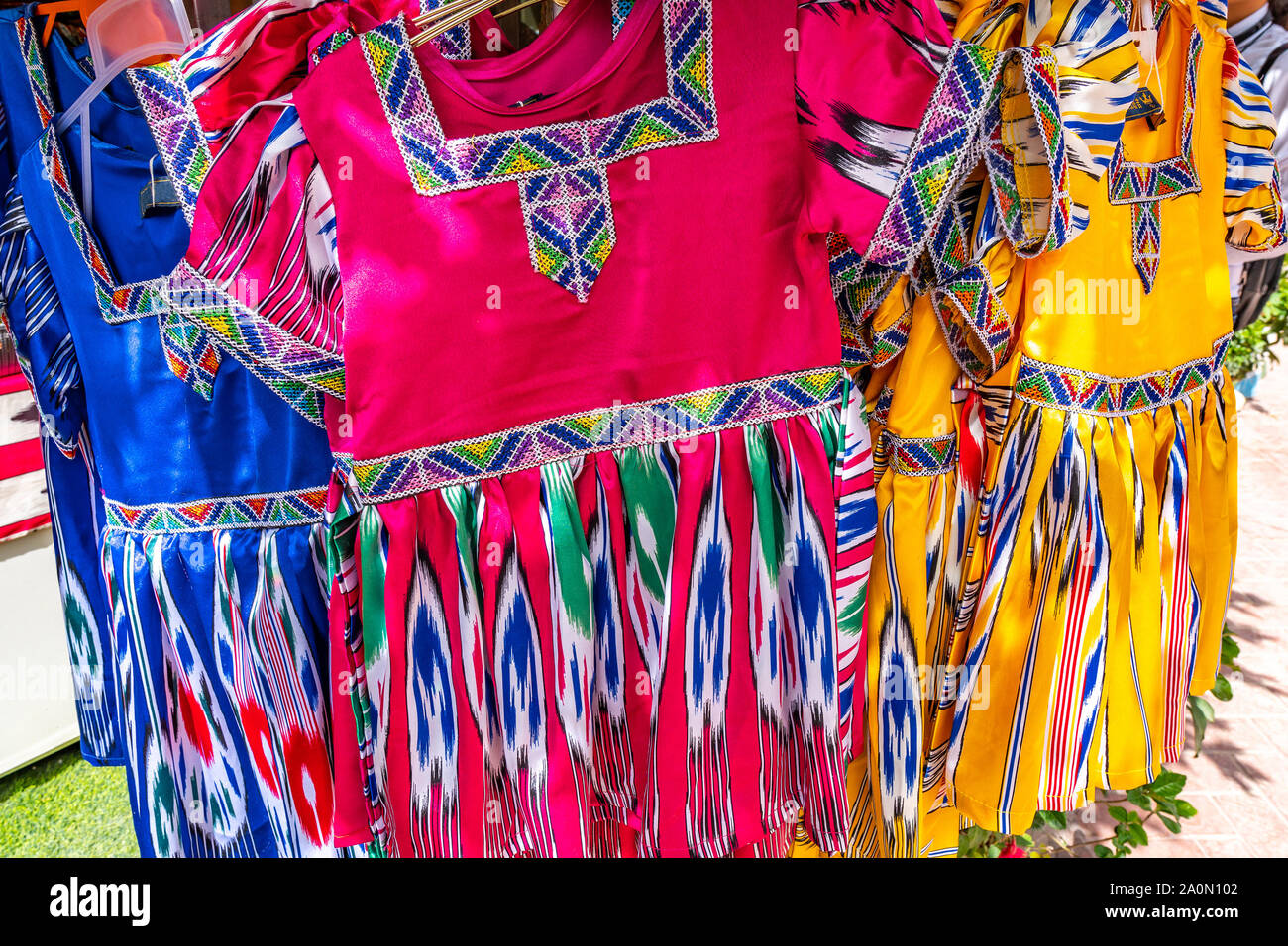 yellow and blue traditional dresses