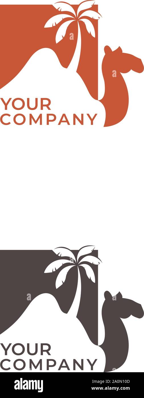 Camel desert and palm logo design with lettering Stock Vector Image ...