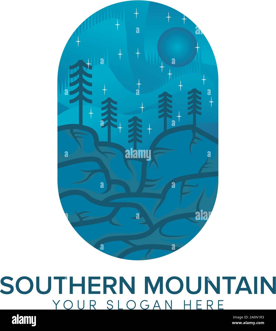 southern mountain abstract logo design with sun Stock Vector