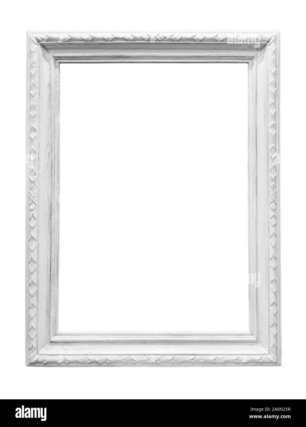 White wooden picture frame isolated on white background with clipping path Stock Photo