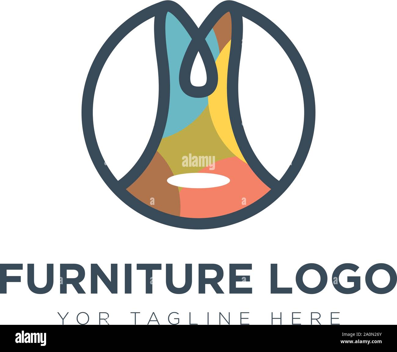 Furniture logo design with chair sofa modern logo Stock Vector