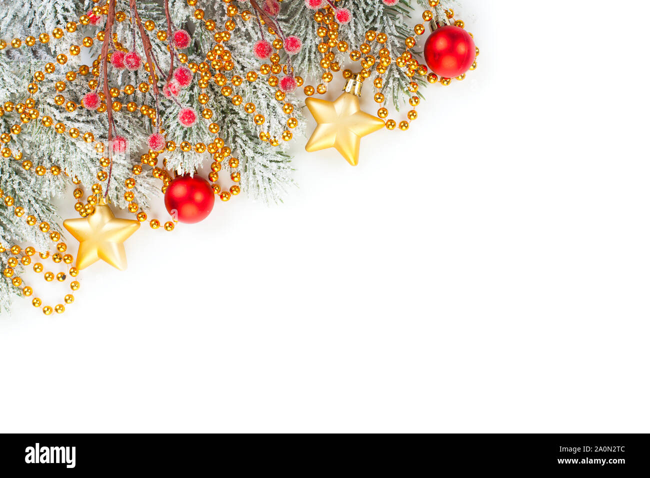 Christmas decoration isolated on white background. Merry Christmas card. Luxurious decor borders Stock Photo