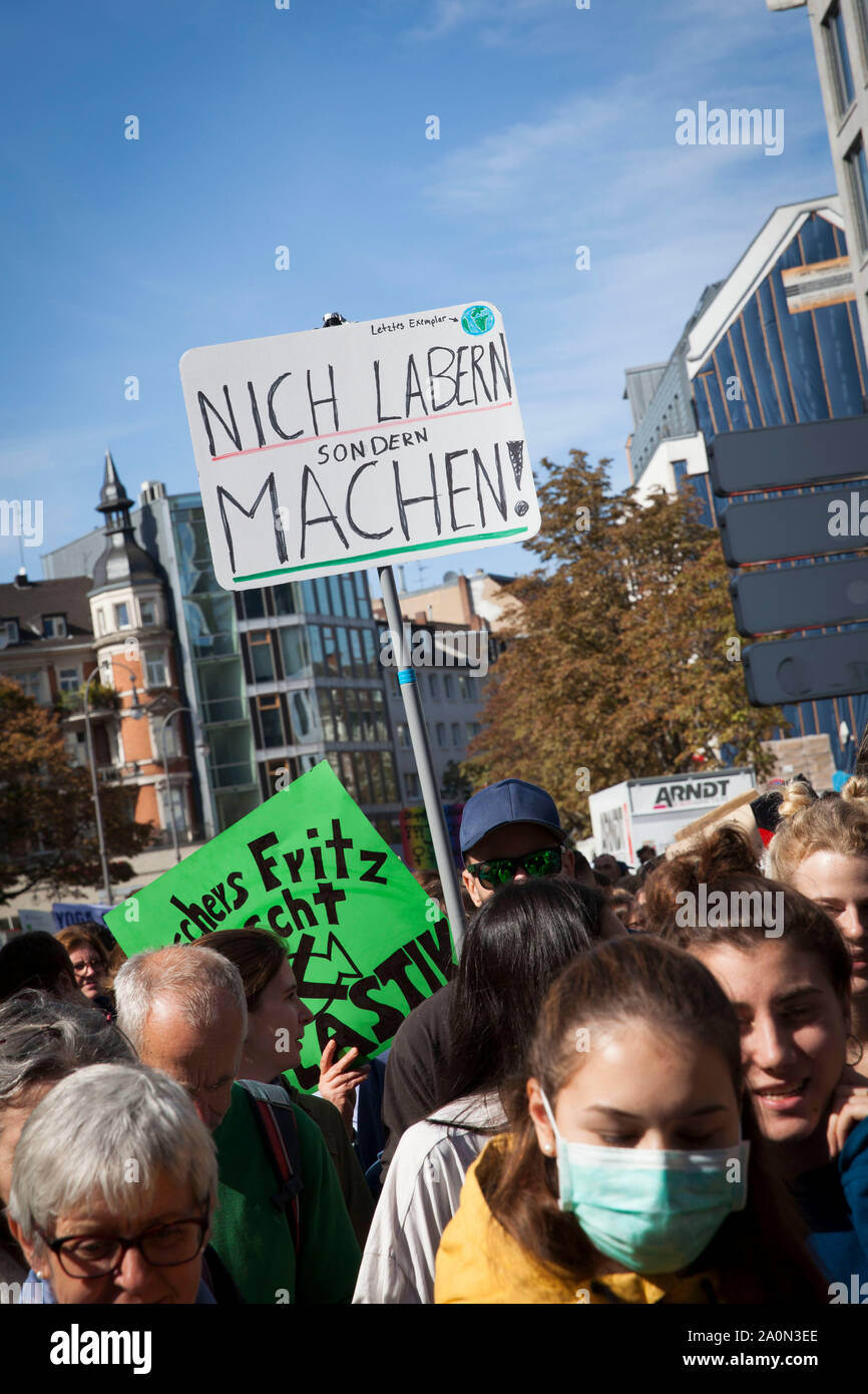 September 20, 2019 - Cologne, Germany. Fridays for Future climate strike. Global day of action initiated by young people calling for a radical change Stock Photo