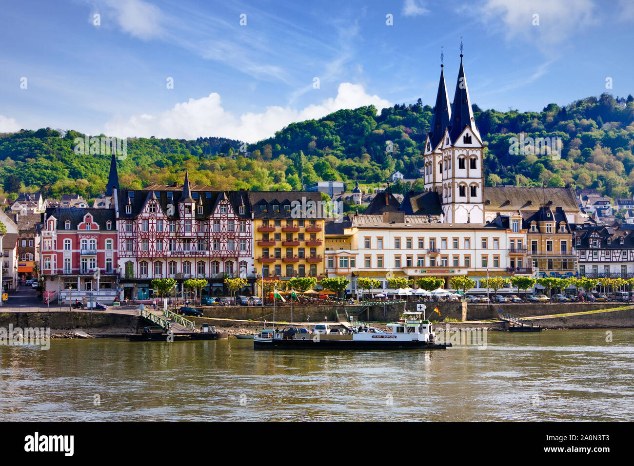 Boppard town on the River Rhine, Rhineland, Germany Stock Photo