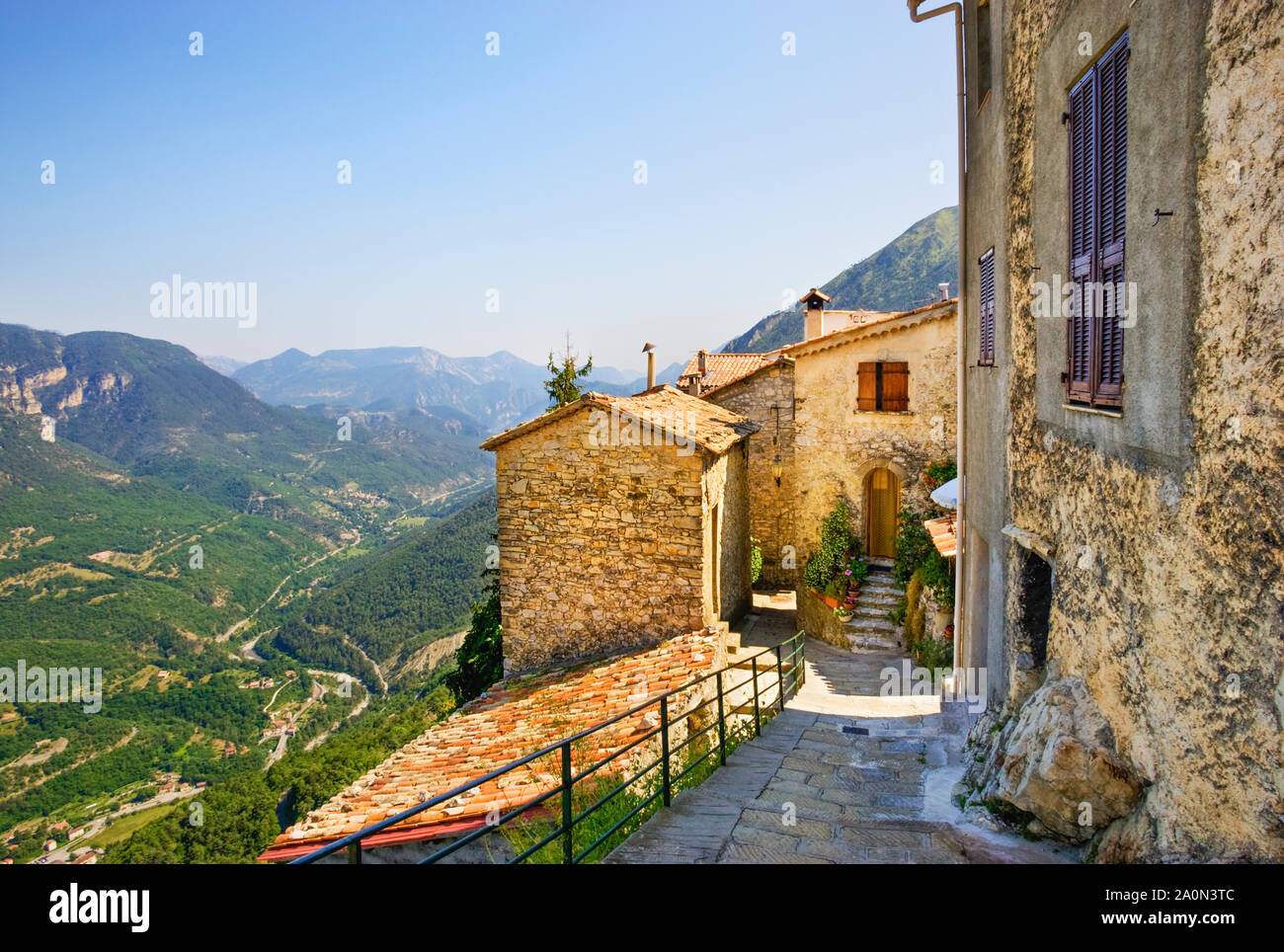 French alps mountain top village of Bairols, Alpes Maritimes, Provence, South of France Stock Photo