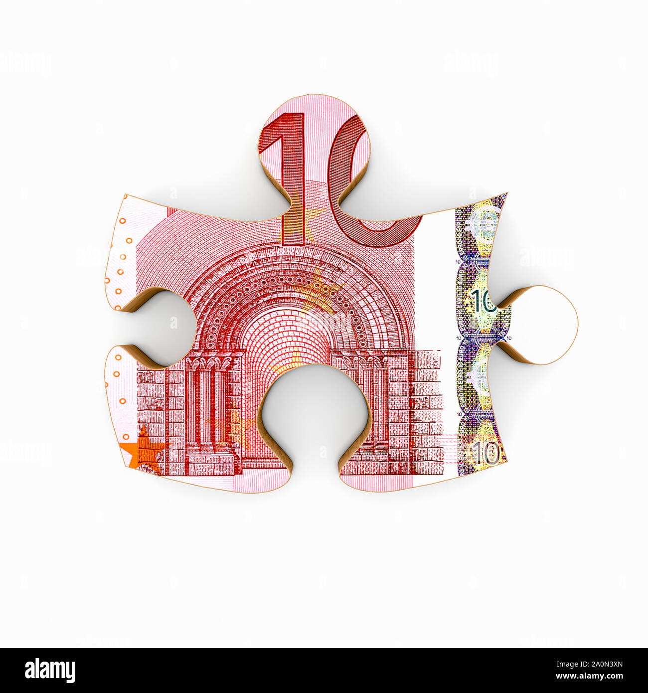 Euro currency banknote on a jigsaw puzzle piece Stock Photo
