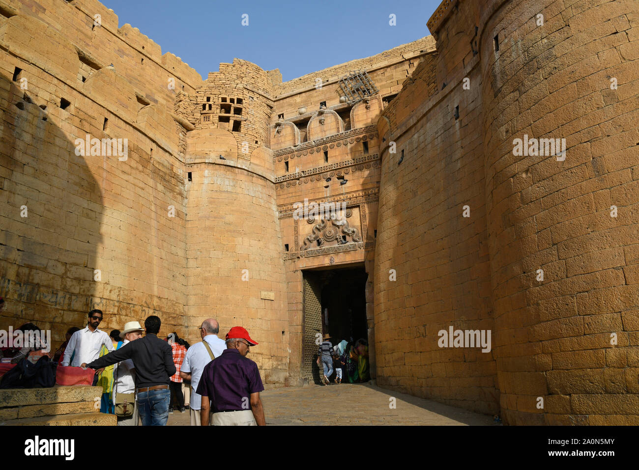 JAISALMER, RAJASTHAN, INDIA, November 2018, Tourist at Golden Fort ...