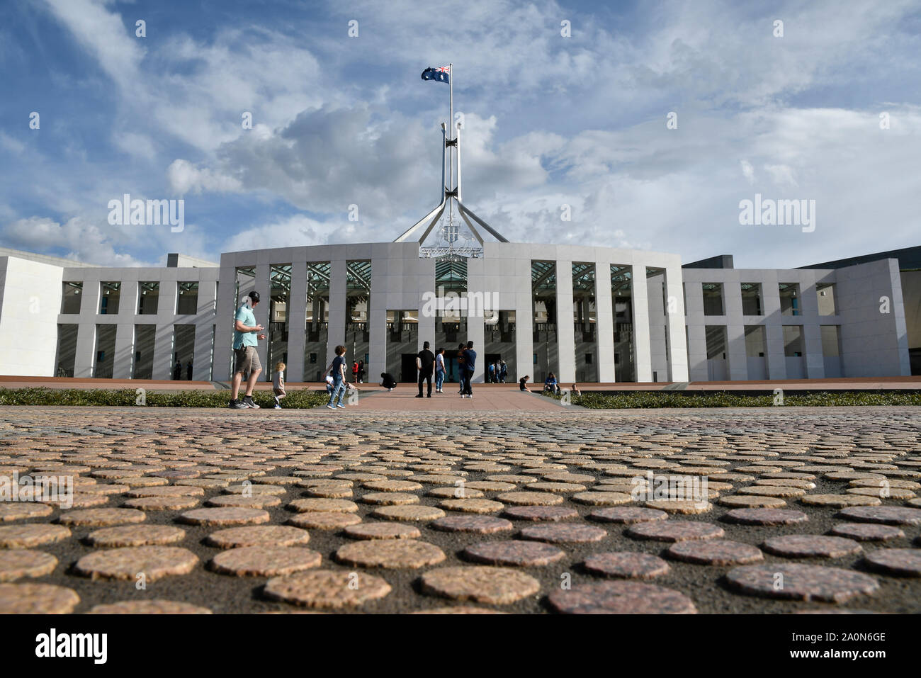 CAMPBELL, AUSTRALIA, April 2019, Tourist at Parliament house, Capital Hill Stock Photo