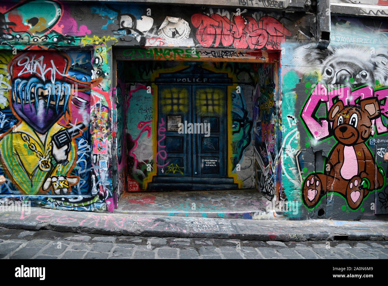 Graffiti Lane, AC DC lane, near Flinders Station, Melbourne, Australia ...