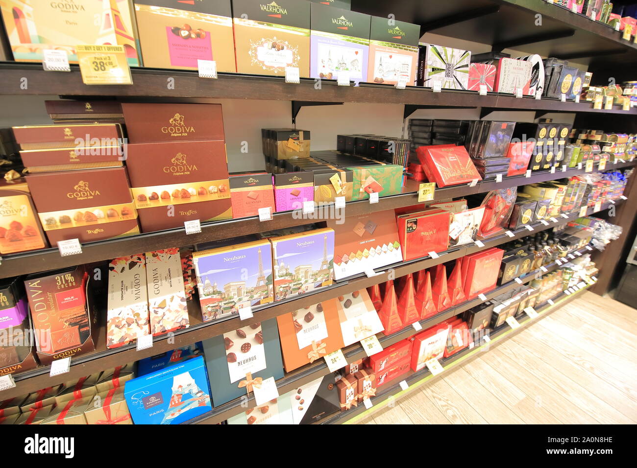 Chocolate box sold at Charles de Gaulle Airport Paris France Stock Photo